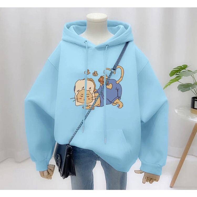 Áo hoodie nam nữ chuột trộm bánh mì chất nỉ bông siêu dày , phom rộng size từ 37 đến 65kg