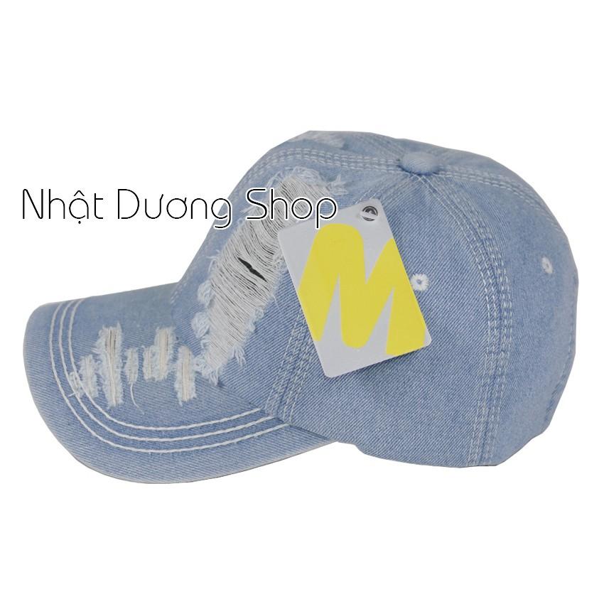 Nón kết jeans thời trang không thêu - Jean rách 2 bên