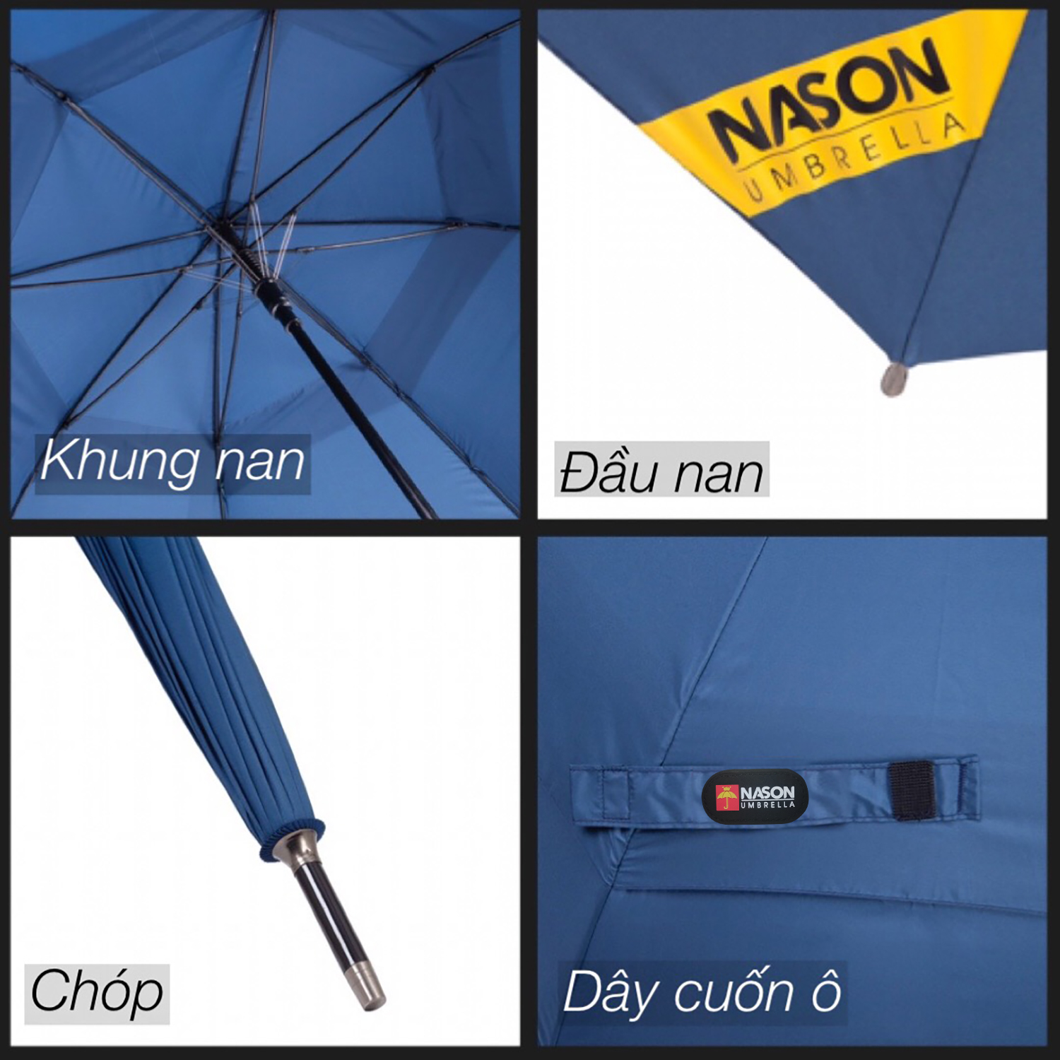 Ô dù cao cấp tán siêu to siêu rộng G30 NASON UMBRELLA Cán gỗ sang trọng khung trợ lực kép chống lật