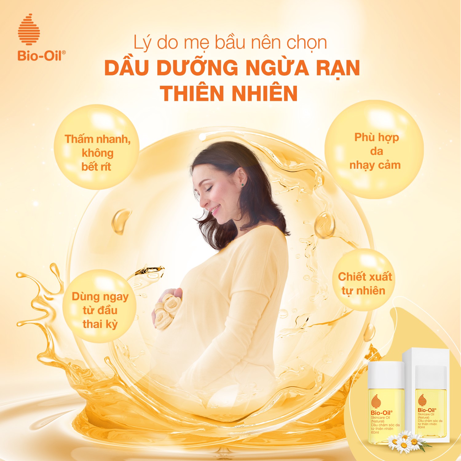 Dầu chăm sóc da từ Thiên Nhiên giúp giảm rạn dạ, mờ sẹo cho da nhạy cảm - BIO-OIL SKINCARE OIL