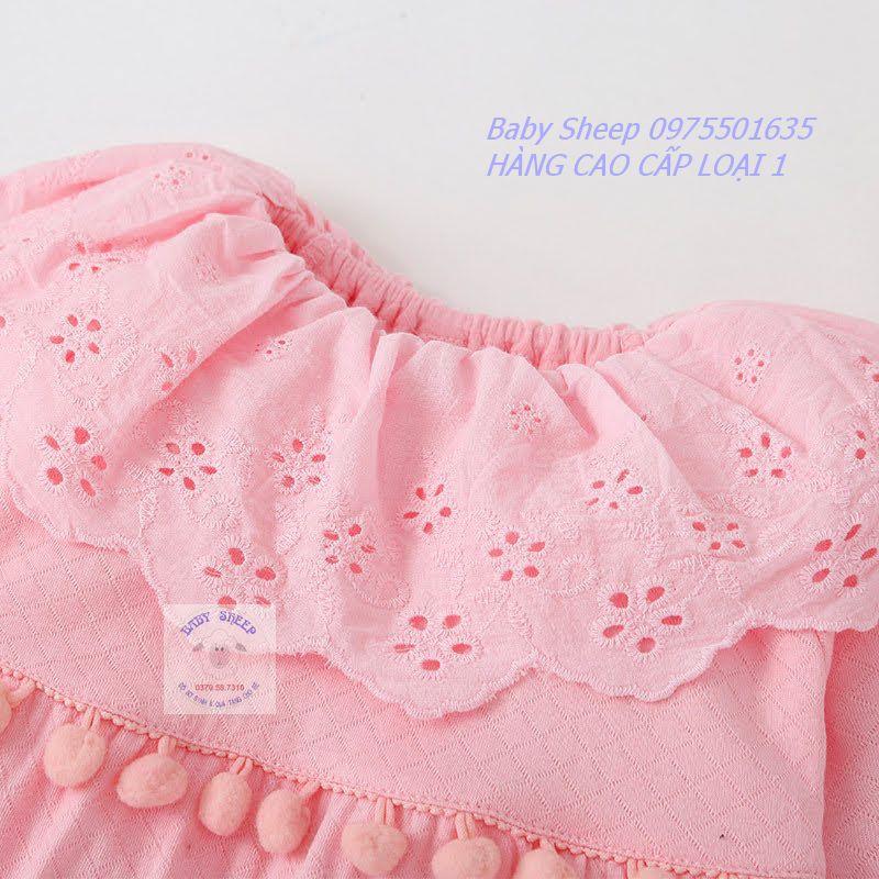 (Tặng Mũ Tiểu Thư) Body cotton thông hơi cao cấp họa tiết cổ bèo hạt bông cho bé gái 3-14kg hàng cao cấp