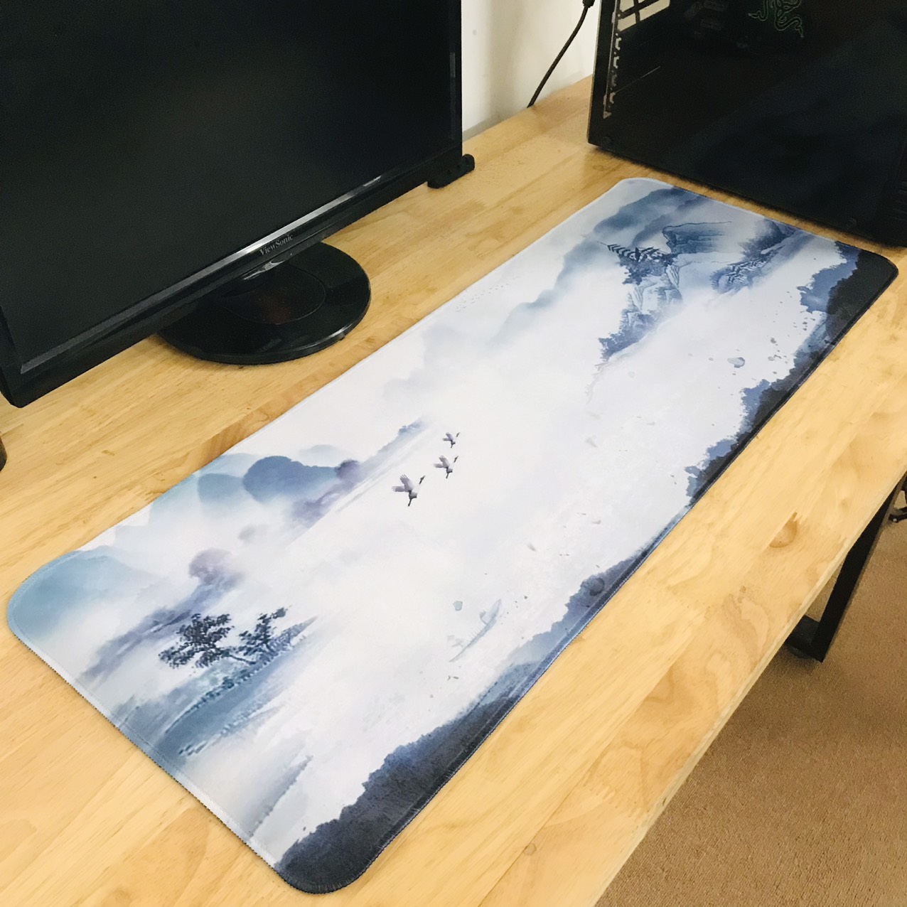 Pad Chuột Cỡ Lớn Lót Bàn Phím, Miếng Lót Chuột, Bàn Di Siêu Mượt Trải Bàn Kích Thước Lớn - Hàng Chính Hãng - 80X30 Cm - Tranh Thủy Mặc
