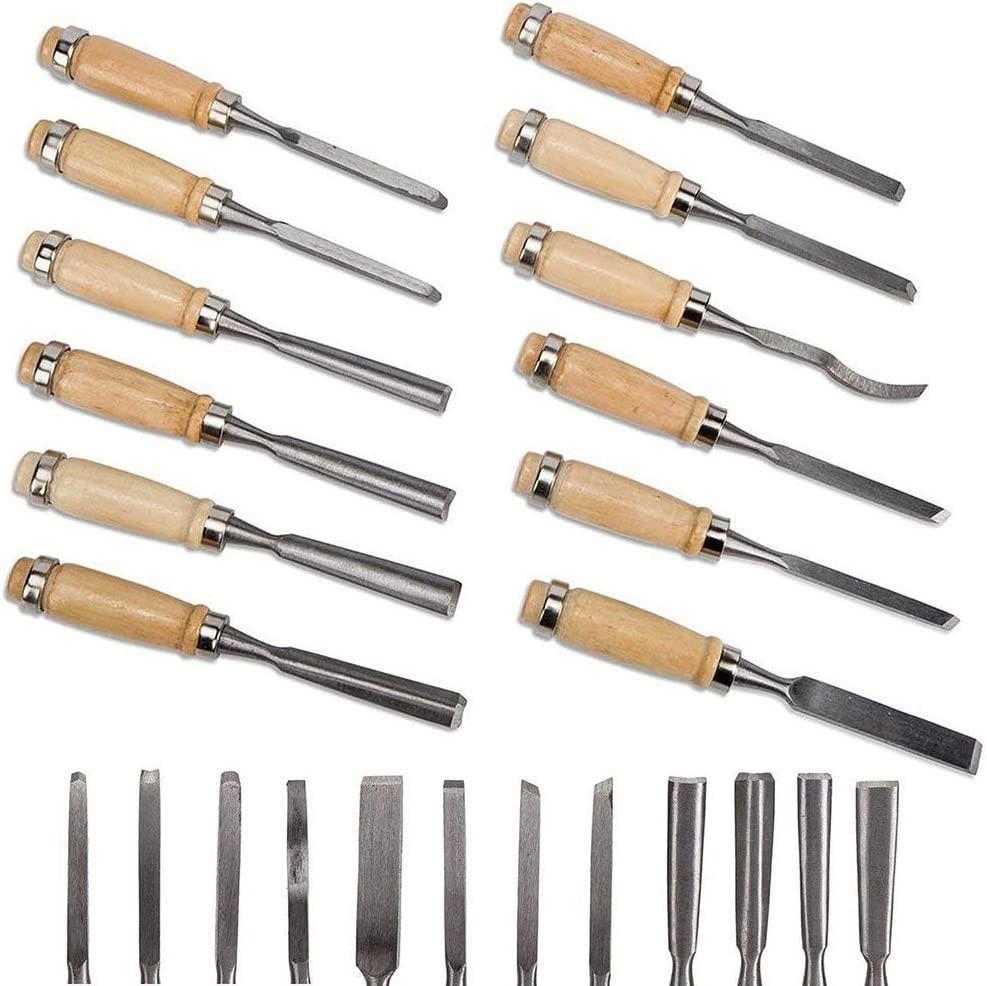 Bộ đục khắc gỗ chuyên nghiệp - Bộ dụng cụ chế biến gỗ sắc nét 12 mảnh