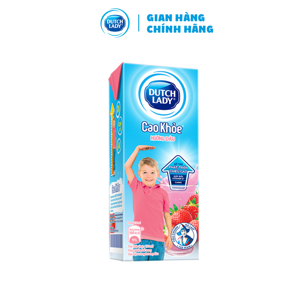 Thùng 48 Hộp Sữa Uống Dutch Lady Cô Gái Hà Lan Vị Dâu Cao Khỏe (48X170ml)