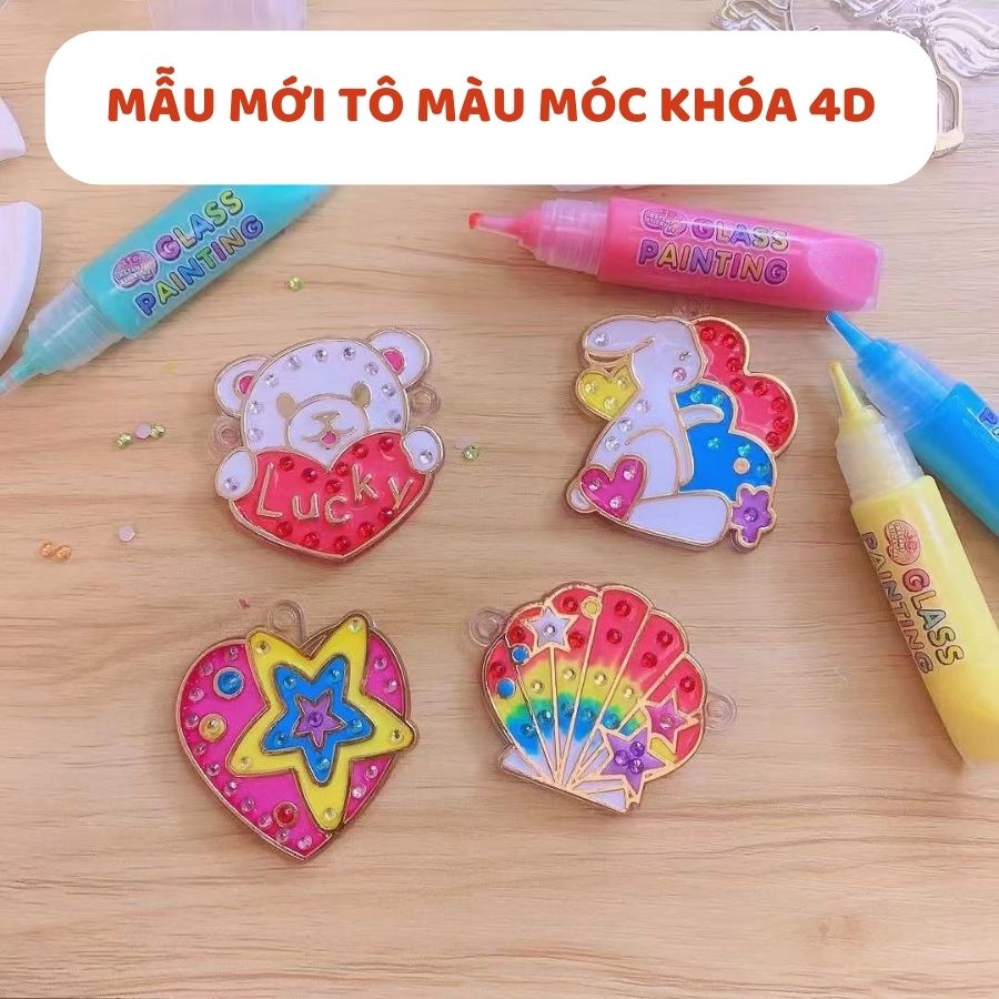 Bộ Màu Tô Móc Khóa 4D Dễ Thương Cho Bé Làm