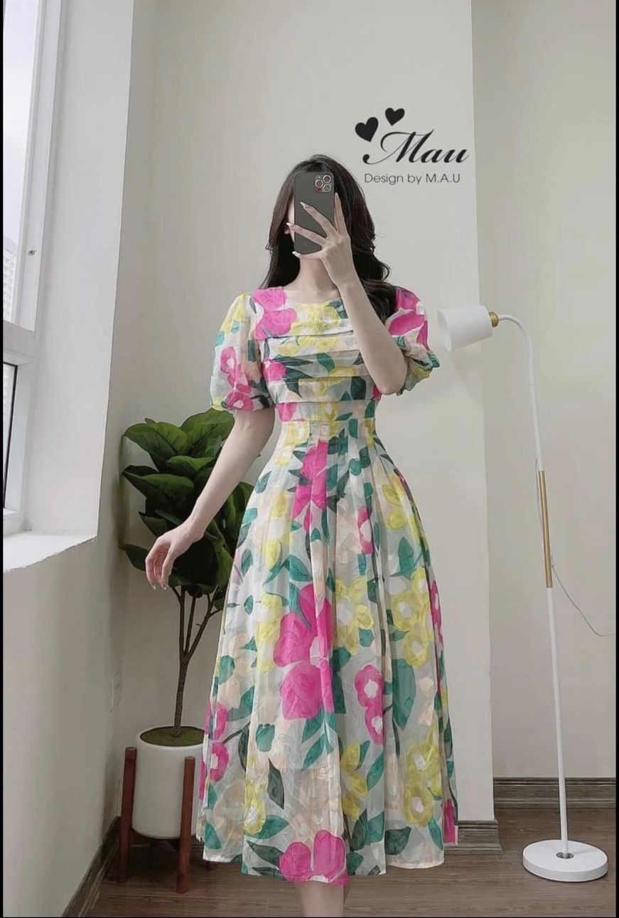 Váy hoa xòe ly ngực cho nữ DN502