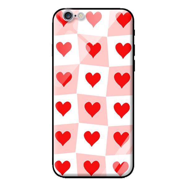 Ốp kính cường lực cho iPhone 6 Plus Trái TIm Ô Vuông - Hàng chính hãng