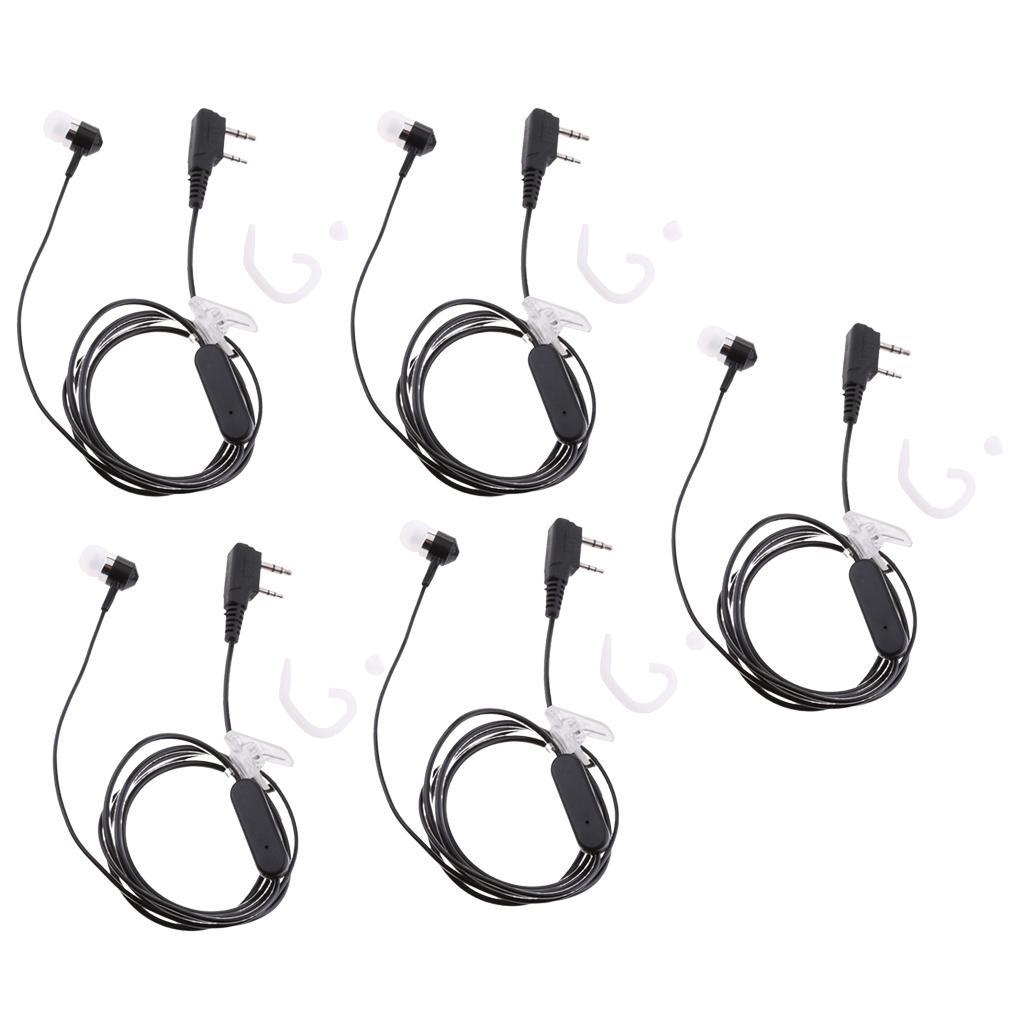 5Pcs 2 Pin Plug Headset Mic Ear Speaker for Kenwood Walkie Talkie 2Way Radio