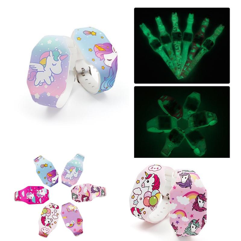 Đồng hồ trẻ em, đồng hồ Unicorn màn hình LED cho bé gái dây nhựa mềm dẻo cho bé từ 3 đến 14 tuổi Xu Xu Kids