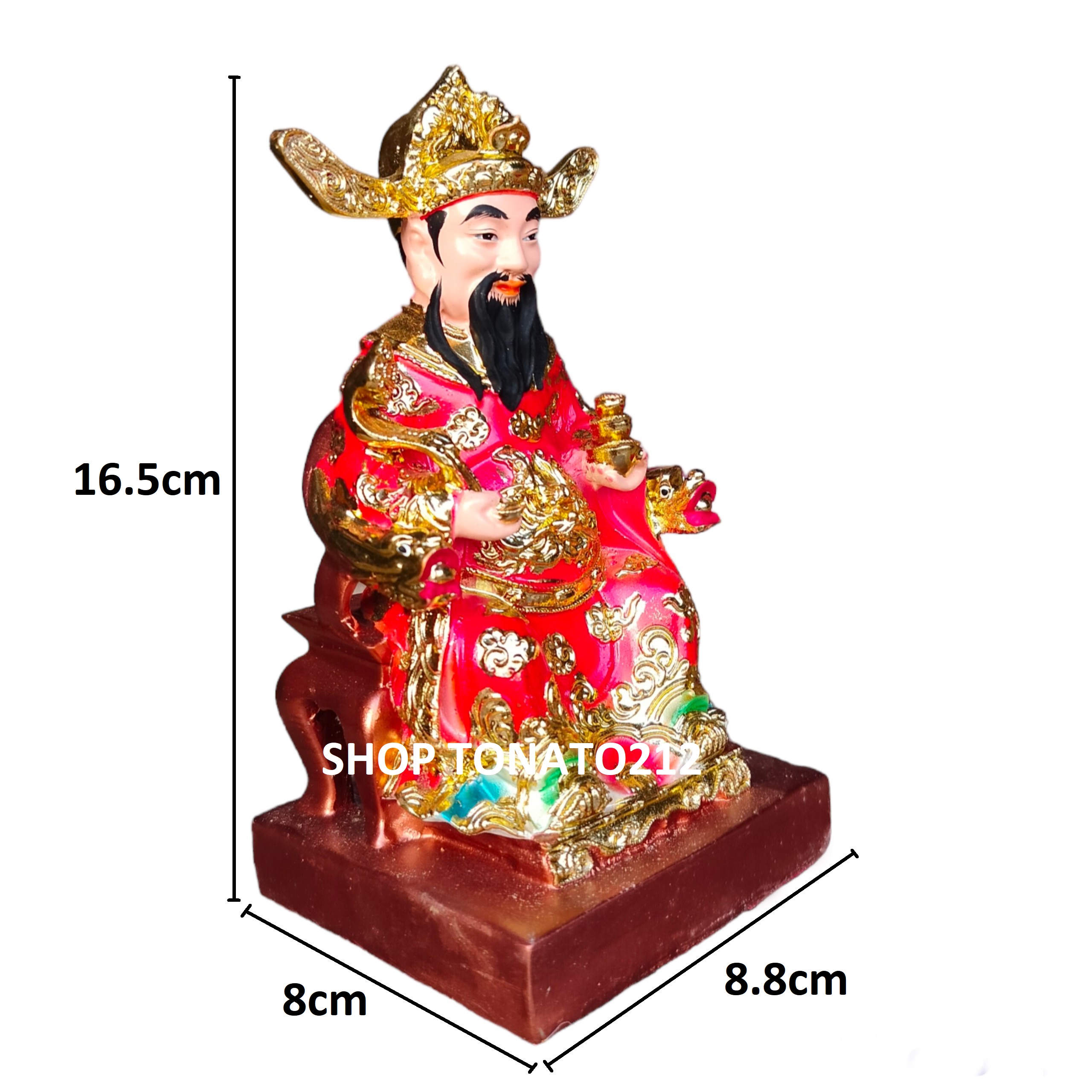 TƯỢNG ÔNG THẦN TIỀN ĐẶT BÀN THỜ THẦN TÀI,ÔNG ĐỊA CAO 16.5CM