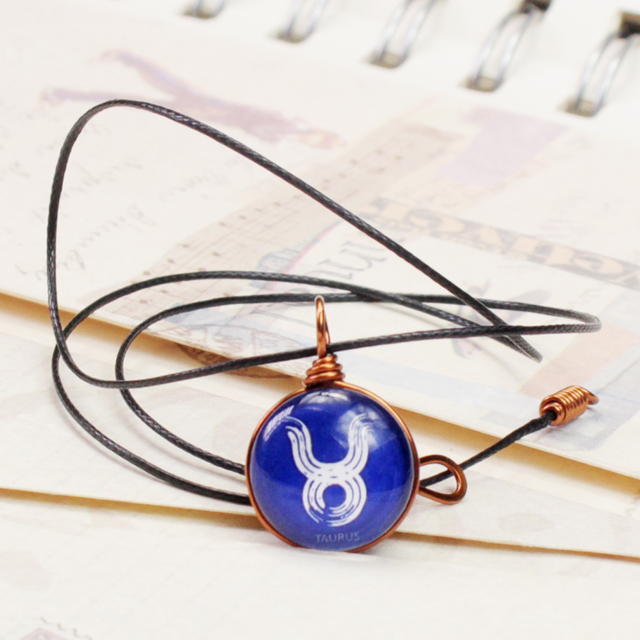 Dây chuyền mặt 14mm hình 12 cung hoàng đạo Zodiac màu sắc tươi sáng 14MM-004