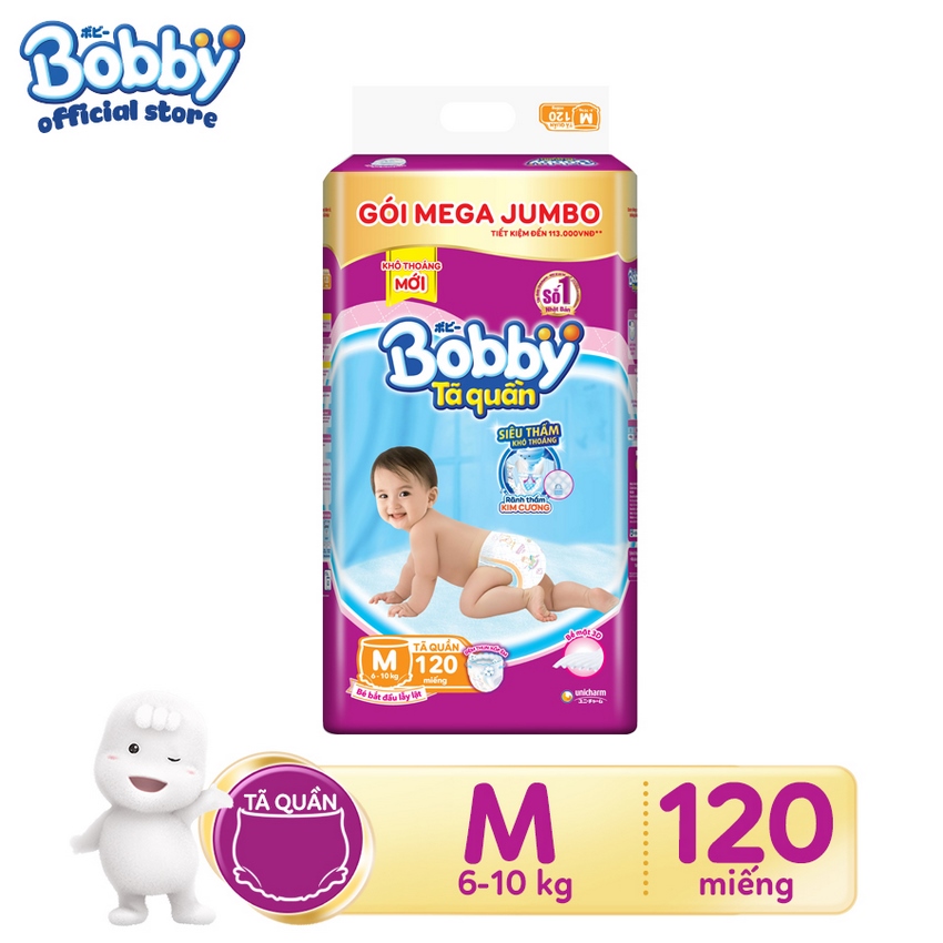 Tã quần Bobby gói Mega Jumbo (chỉ bán online)