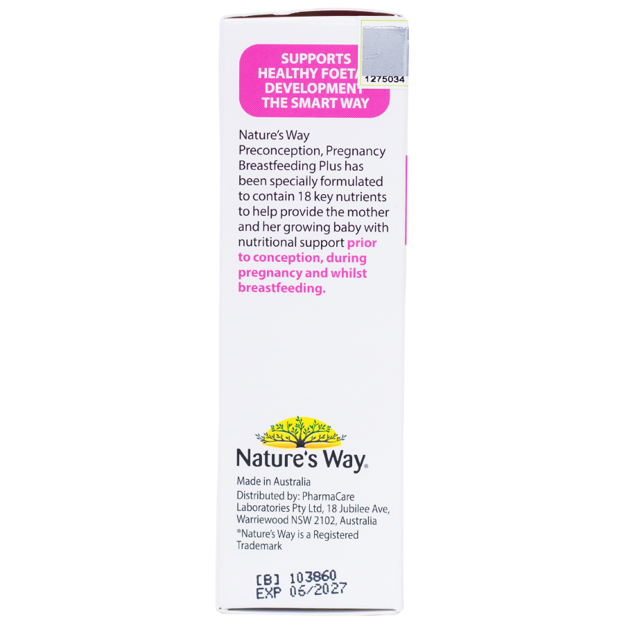Nature's Way PreConception Pregnancy Breastfeeding Plus - Bổ sung vitamin tổng hợp cho bà bầu (Hộp 3 vỉ x 10 viên)