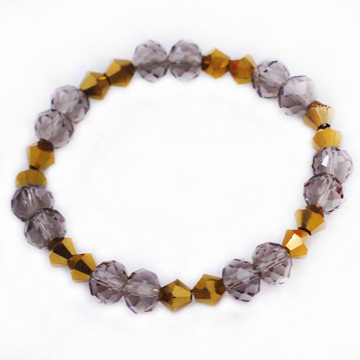 Chuỗi tay pha lê xám nâu giác 8 ly pha lê vàng cắt giác CTFLXNGHFLVGH8 - Vòng chuỗi phong thủy