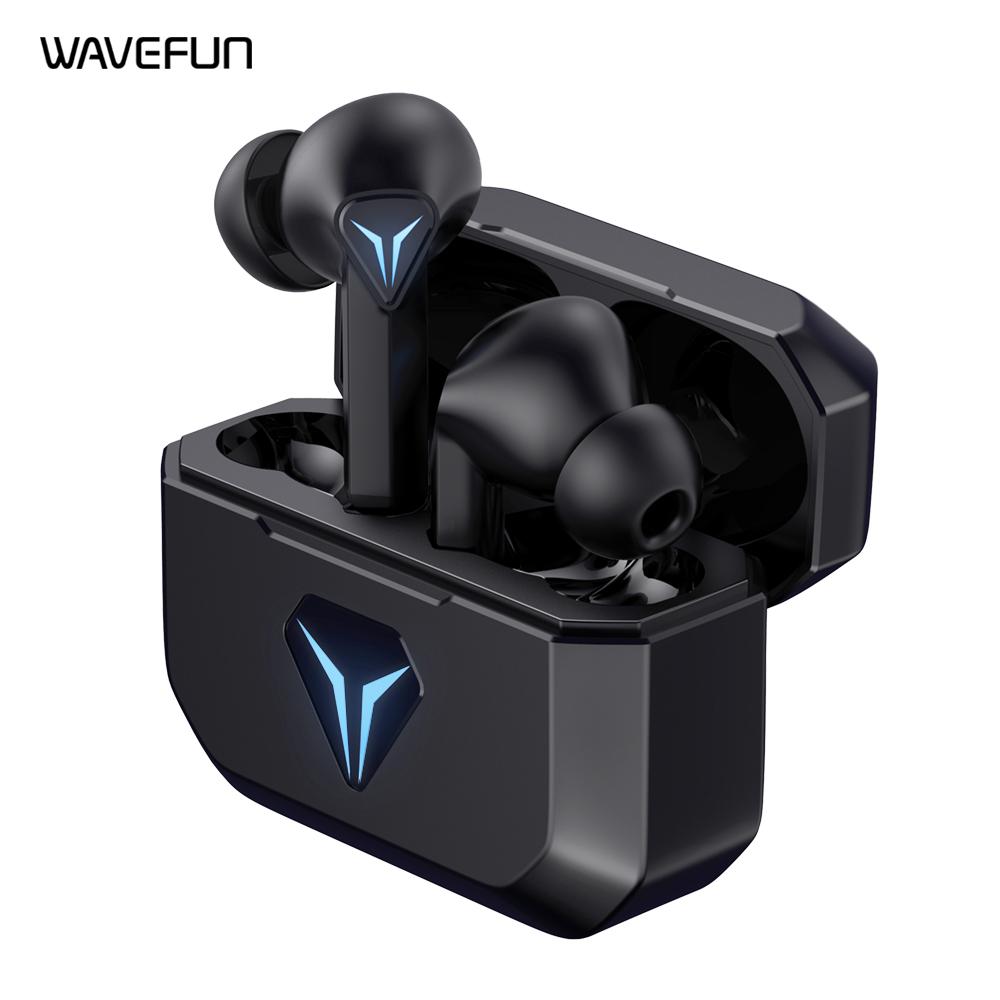 Tai nghe Bluetooth Tai nghe nhét tai chơi game không dây Tai nghe chơi game Wavefun Micrô kép Điều khiển âm lượng có độ trễ thấp 45ms Màu sắc: Đen