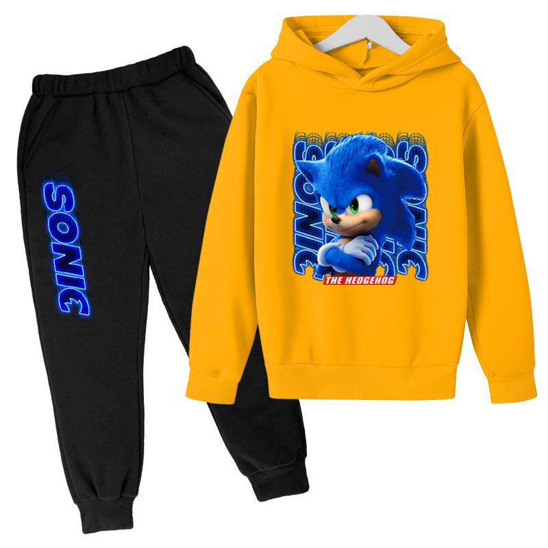 Trẻ Em Áo Hoodie Bộ Cotton Sonic Chui Đầu Phù Hợp Với Trẻ Em Áo 2 Miếng Mát Game Tay Dài Quần Áo Cho Bé Trai Bé Gái trẻ Em