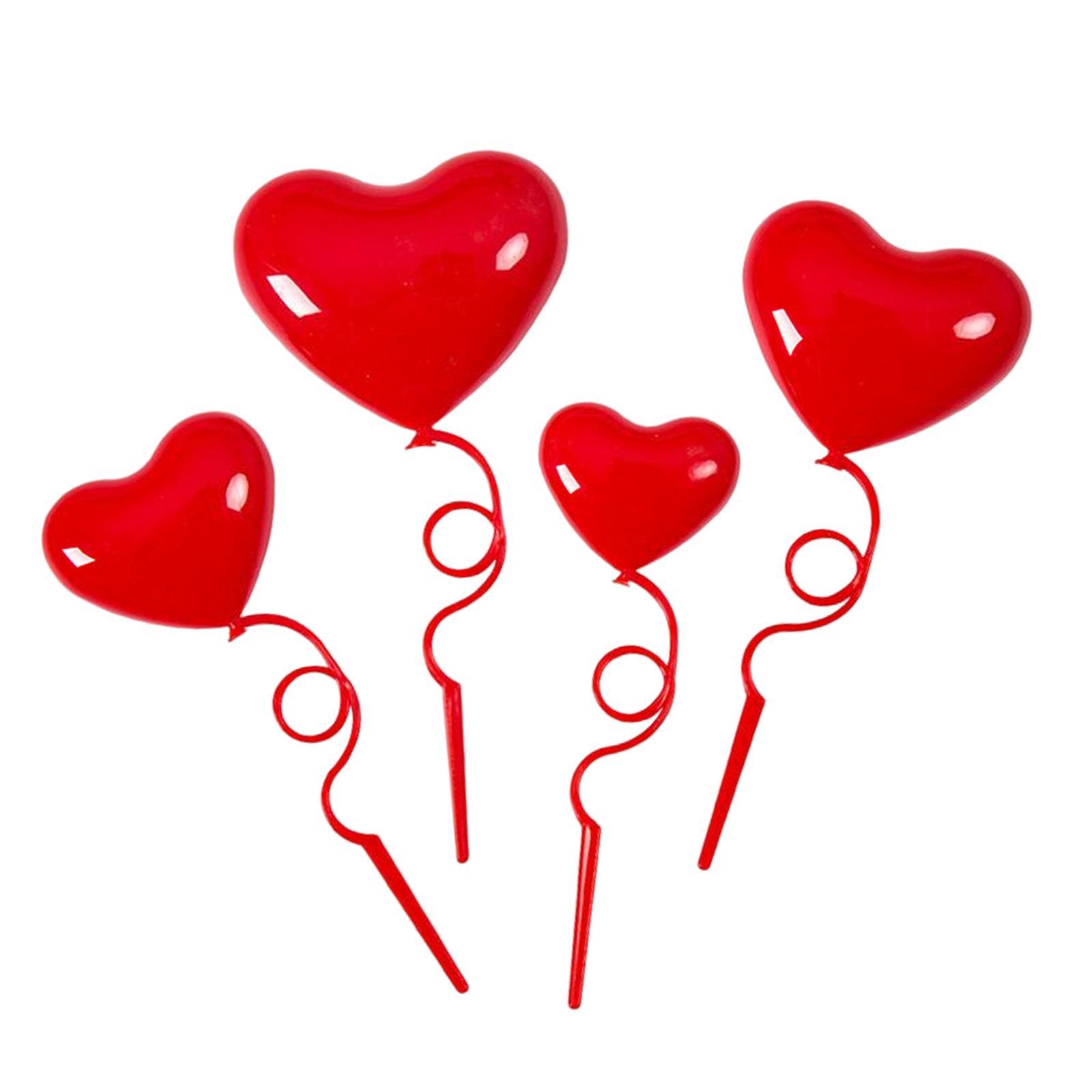 4Pcs Cake Decorations Heart Shape 3D Love Ornaments for Thanksgiving Wedding