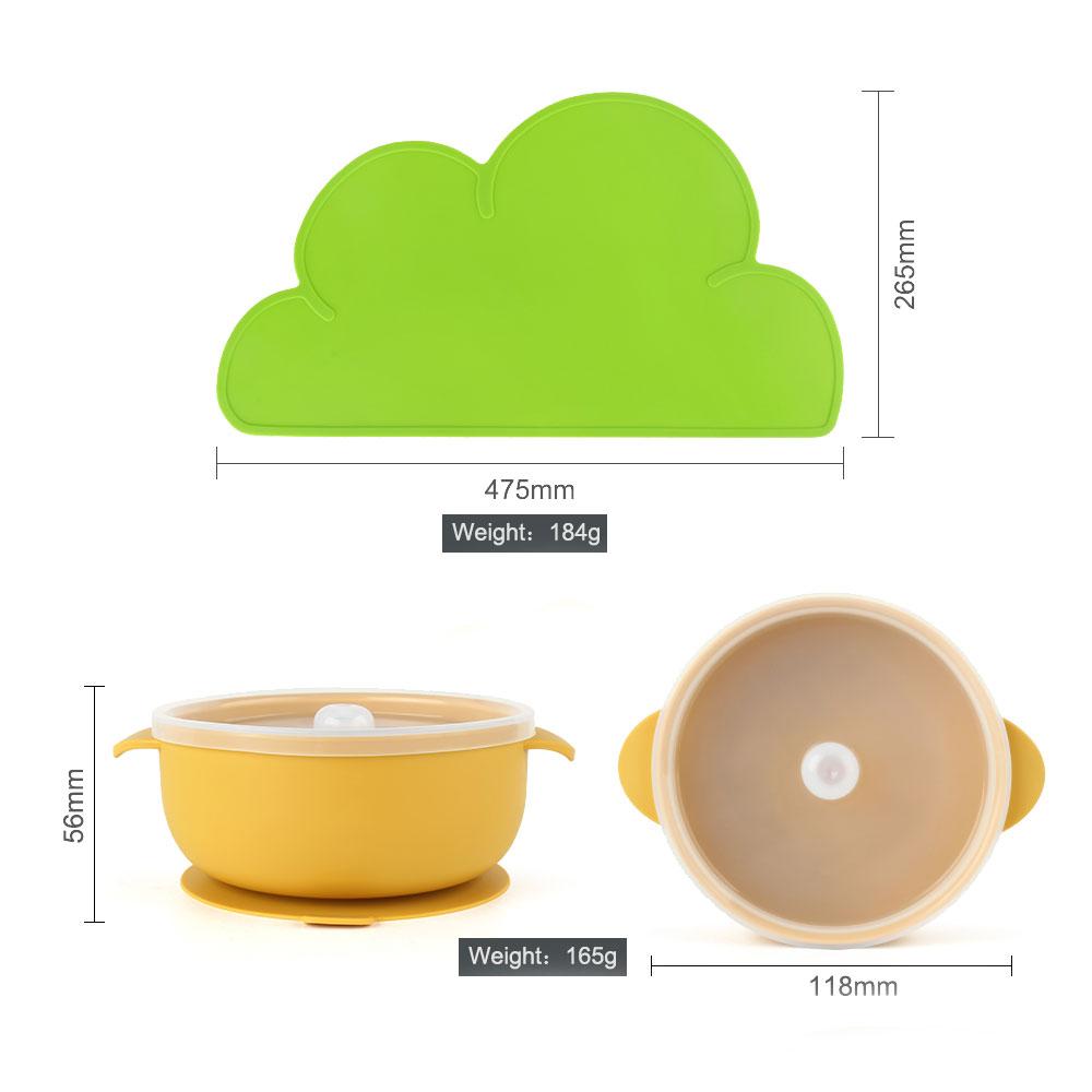 Trẻ Em Bát Thìa Dĩa Yếm Placemat Bộ Đồ Ăn Chống Trượt Silicone Cấp Thực Phẩm Cho Bé Bát Sứ Món Ăn Trẻ Em dụng Cụ