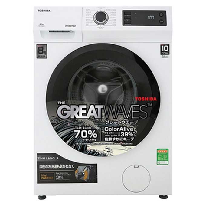 Máy giặt Toshiba Inverter 8.5 kg TW-BK95S2V(WK) lồng ngang-Hàng chính hãng-Giao tại HN và 1 số tỉnh toàn quốc