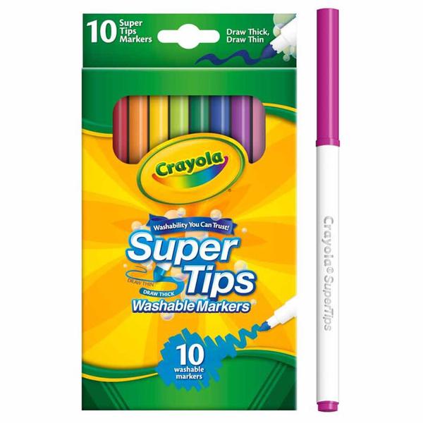 Hộp 10 Bút Lông Màu Super Tips - Dễ Tẩy Rửa - Crayola 588610
