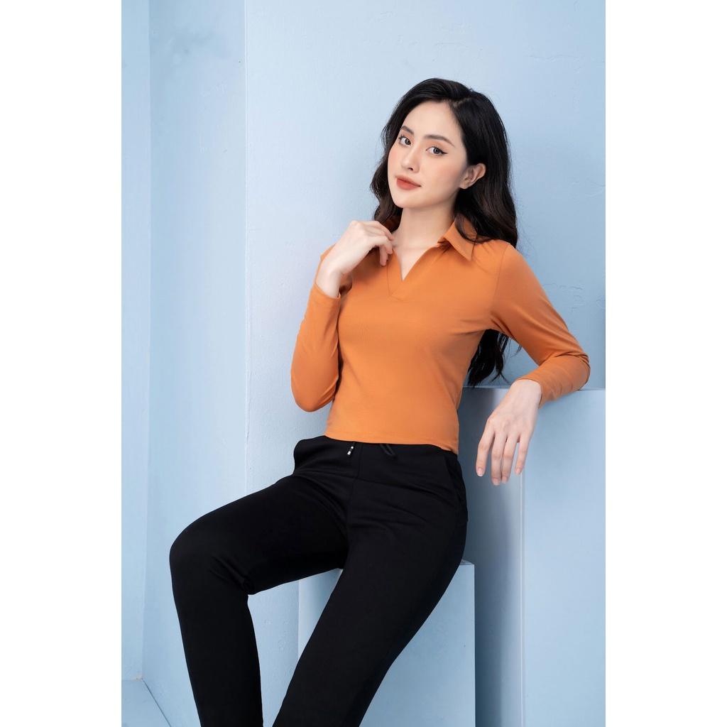 Áo croptop dài tay cổ trụ vải cotton siêu mềm mịn, dày đẹp, co giãn 4 chiều