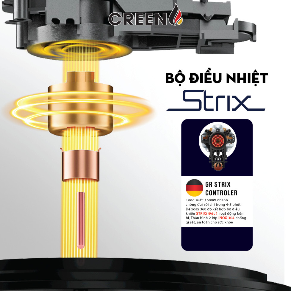 ( SIÊU PHẨM 2026 ) Ấm Siêu Tốc Khử Clo inox304 Creen CR-SW17B Dung Tích 1,7L Chuẩn Công Nghệ Đức - Điều Chỉnh Nhiệt Độ - Hàng Chính Hãng