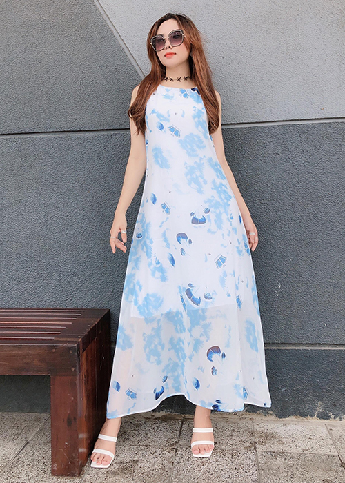 Đầm Voan Họa Tiết Hoa Duyên Dáng