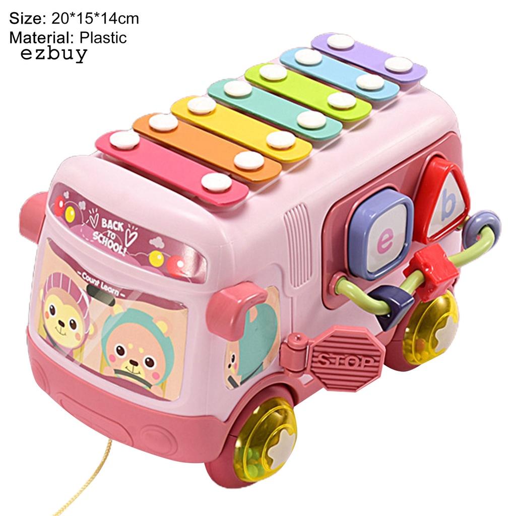 Different Colors Matching Early Education Toy Multifunctional Enlightenment Knock Piano Bus Crawling Training for Indoor