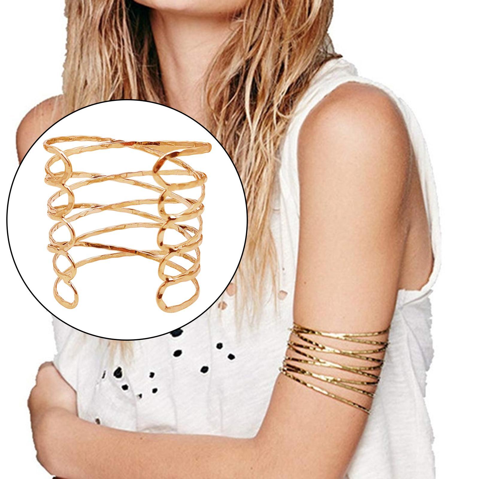 Women Upper Arm Band Armlet Multilayer Bangle Bracelet Jewelry Golden