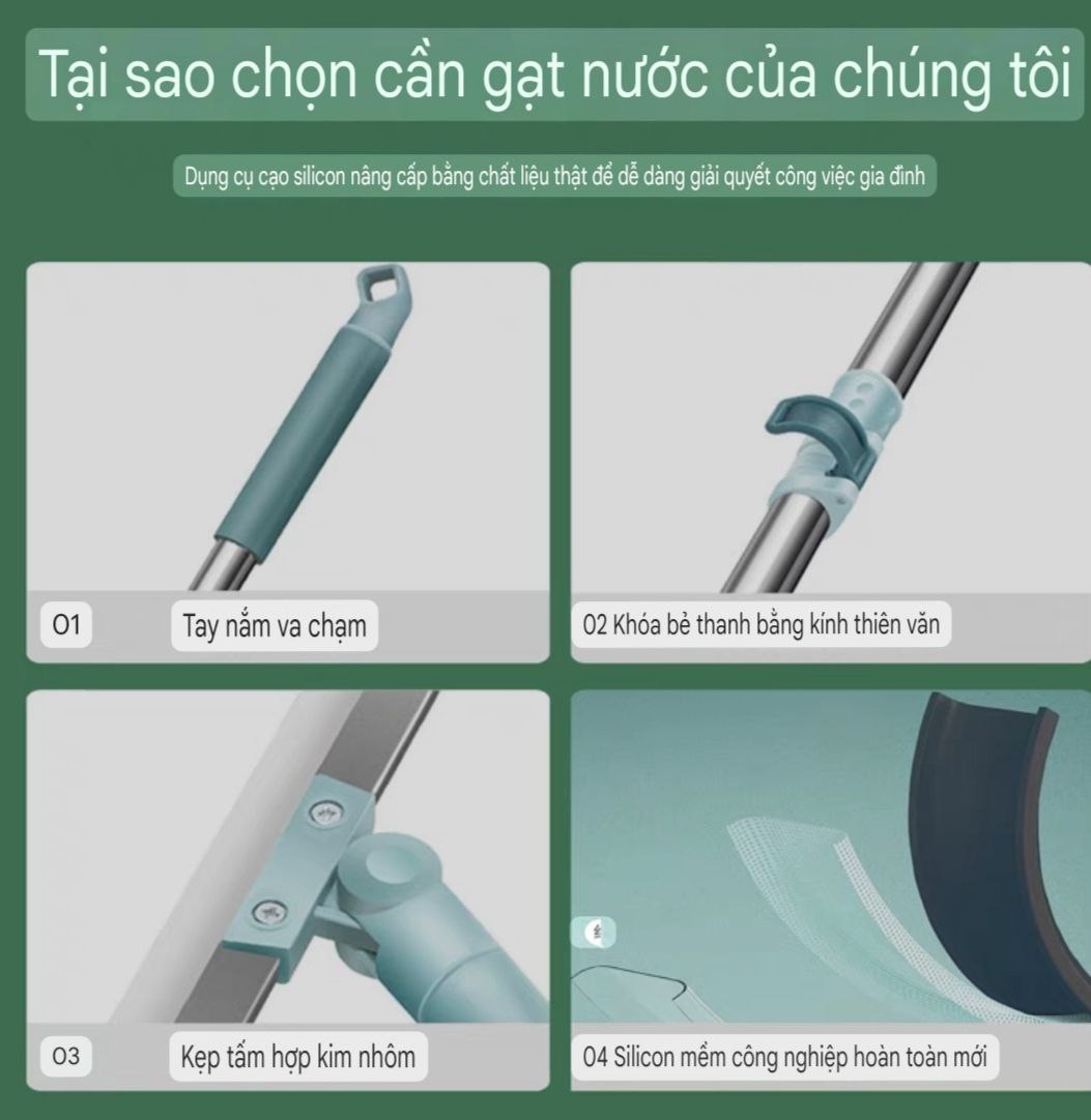 CÂY GẠT SÀN GẠT KÍNH SILICON 50CM CÁN DÀI ĐIỀU CHỈNH NGẮN DÀI CÂY GẠT SÀN GẠT KÍNH SIÊU SẠCH 2 IN 1