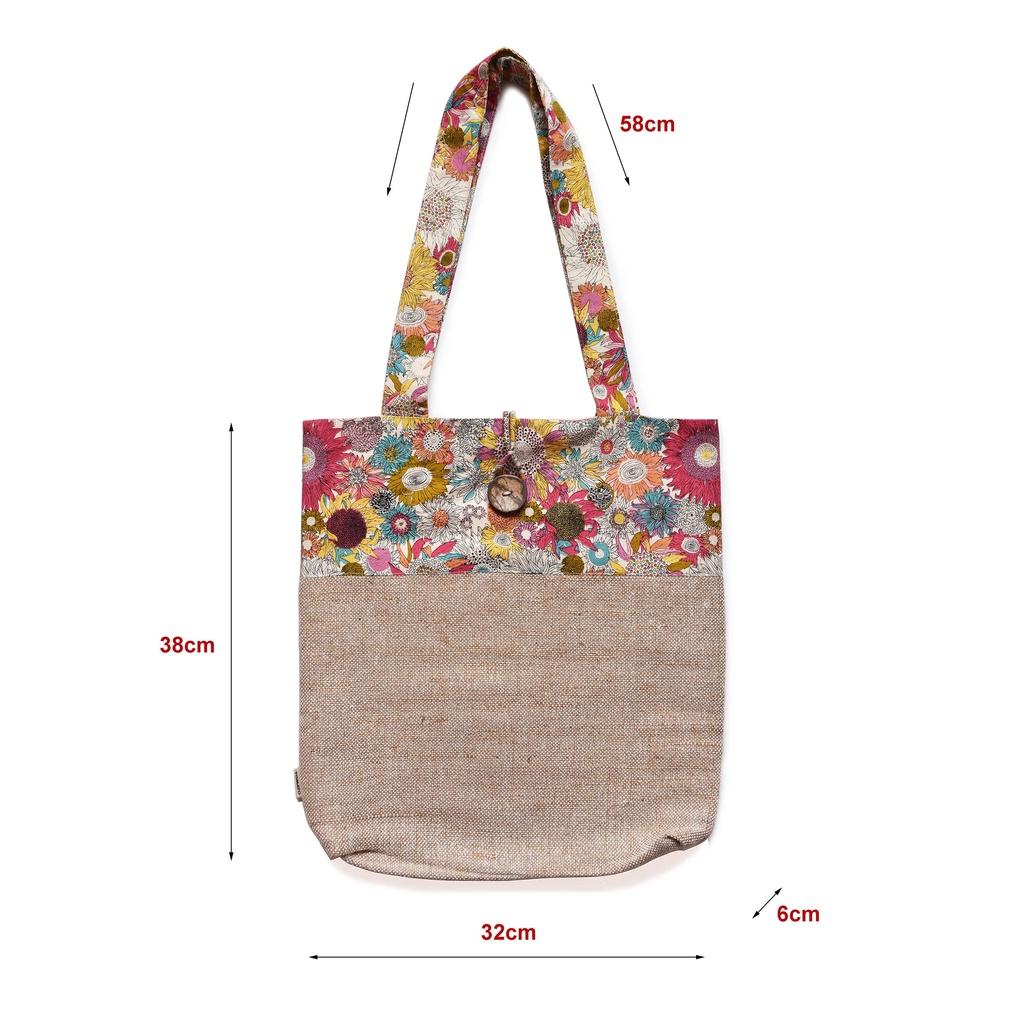 Túi tote phối hoa INDABYO thương hiệu TOMATO HANDMADE đi học, đi làm, đi chơi