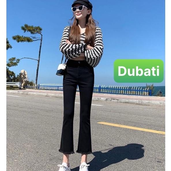 QUẦN JEAN NỮ ỐNG LOE CHẤT BÒ ĐEN SIÊU CO GIÃN NÂNG MÔNG LƯNG CAO SANG CHẢNH- DB 222- DUBATI FASHION