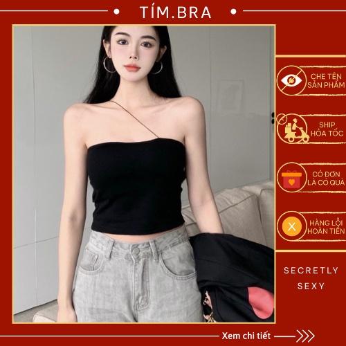 Áo croptop dây chéo sexy hàng Quảng Châu, Áo quây ngang có mút ngực chất thun ống cao cấp M22