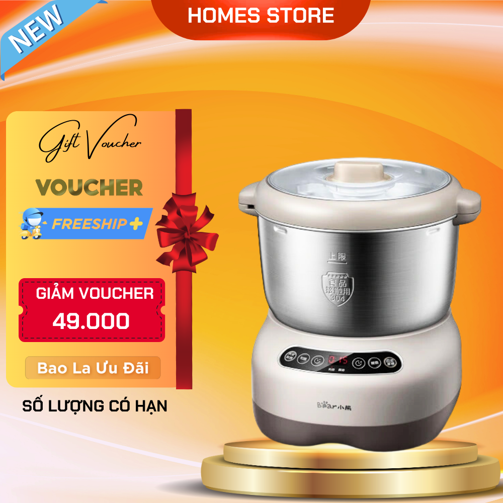 Máy Trộn Bột Ủ Bột Lên Men Tự Động Bear Hmj - A70C1 Chống Dính Bột Dung Tích 7 Lít Công Suất 250 W - Bản Nội Địa