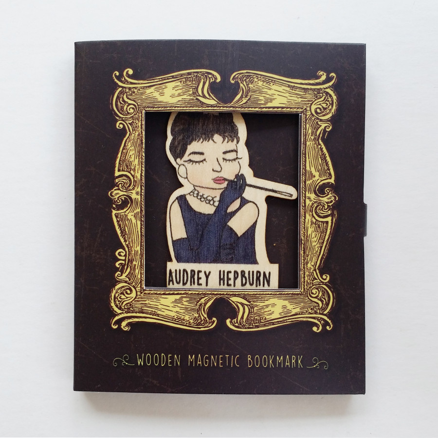 Bookmark gỗ nam châm Audrey Hepburn BO020