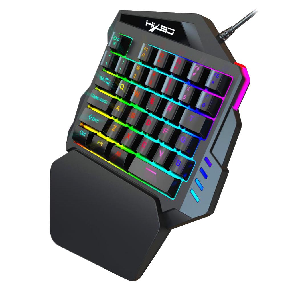 Phép Màu Sáng 7 Màu LED Backlit 35 Phím Đơn Tay Bàn Phím Chơi Game LOL CS GO PUBG