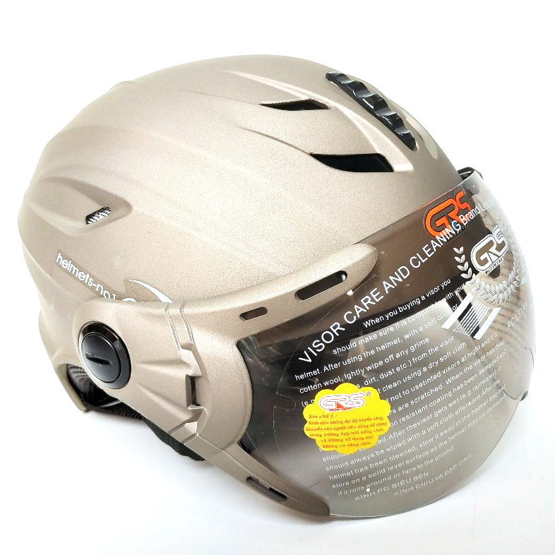 Mũ bảo hiểm nửa đầu có kính GRS A760K size lớn - màu xám nhám