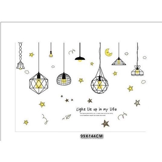 DECAL TRANG TRÍ DÁN TƯỜNG chi tiết BÓNG ĐÈN hiện đại