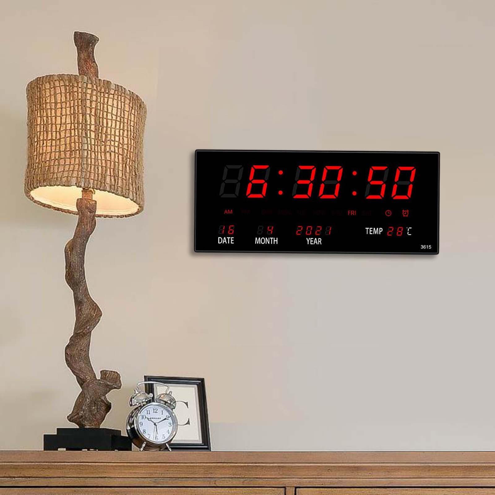 Rectangle Large Display Digital Clock with Date, Week, Indoor Temperature, Wall  Clock for Kitchen, Office, Garage, Shop, Home