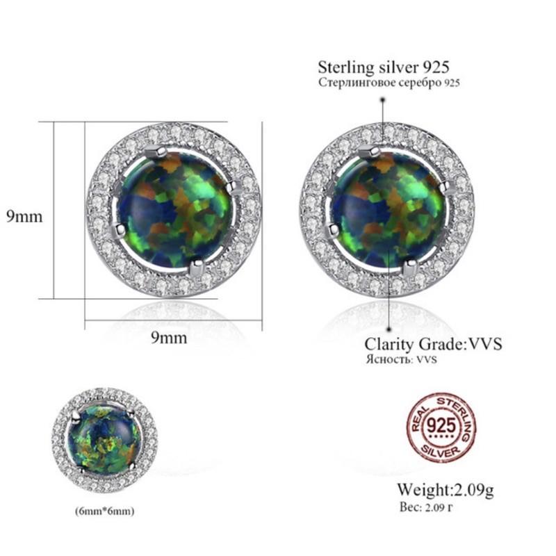 Bông tai tròn nhiều màu sắc opam, bạc 925 itali