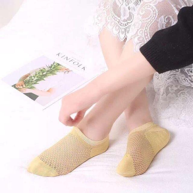 COMBO 10 ĐÔI TẤT LƯỚI THÔNG HƠI CỔ NGẮN NỮ ĐẸP