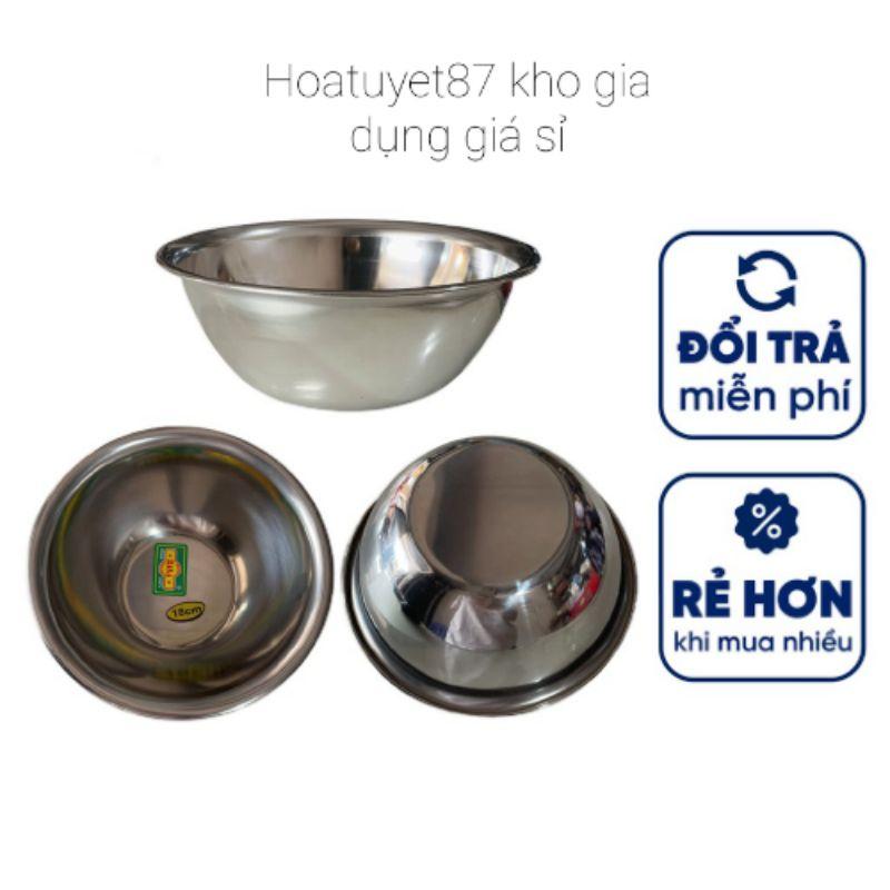 Thau inox / bát inox tròn sâu , loại nhỏ, dày, đường kính 18 - 38cm, miệng bo tròn an toàn cho sức khỏe