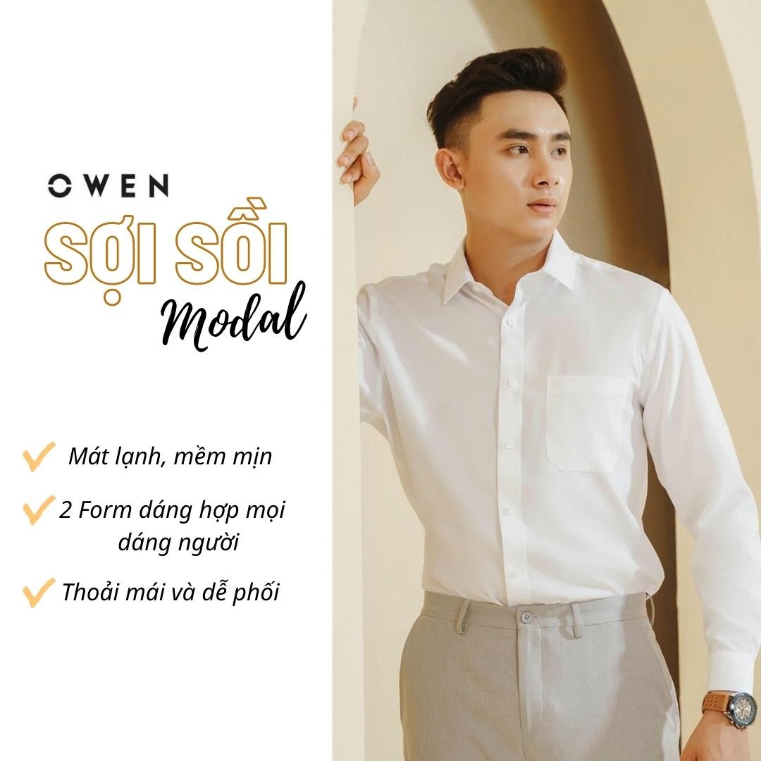 OWEN - Áo sơ mi trắng dài tay Owen chất sồi siêu mềm mịn (Regularfit / Slimfit)