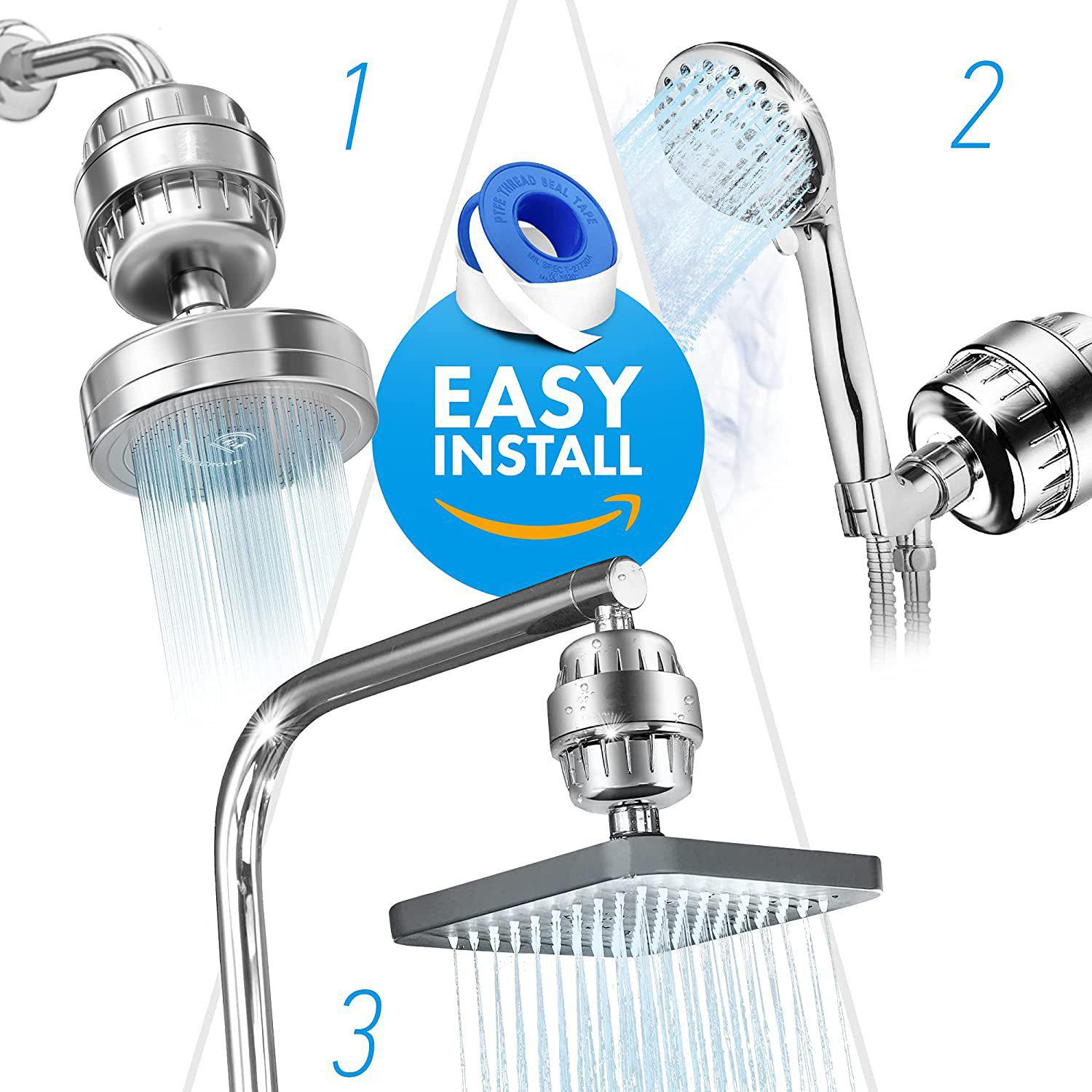 Lớp 15 Bộ lọc vòi hoa sen cho nước cứng - Bộ lọc tắm đầu ra cao, clo / fluoride