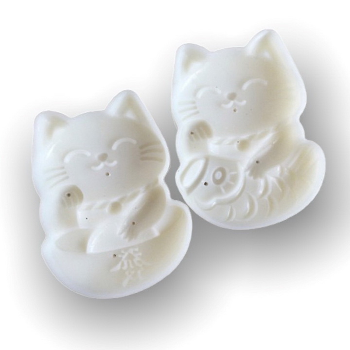 Khuôn trung thu lò xo 2 mặt mèo ngoắc tài lộc loại 50 gram – Mã số 1901