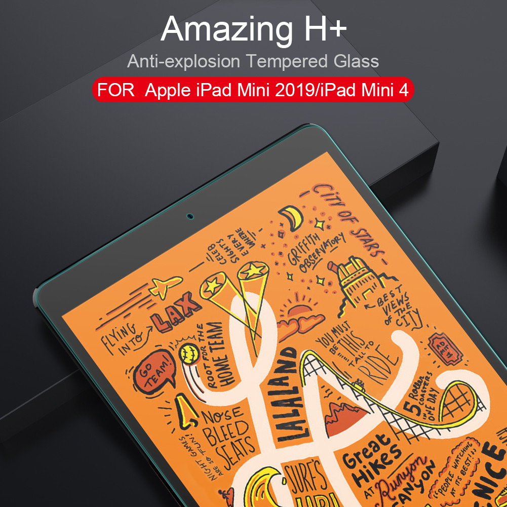 Miếng dán màn hình kính cường lực cho iPad Mini 4 / Mini 5 / Mini 2019 hiệu Nillkin Amazing H+ - Hàng chính hãng