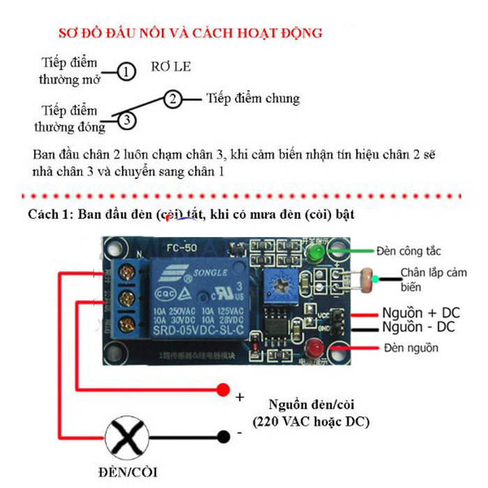 Mạch công tắc cảm biến mưa 5V