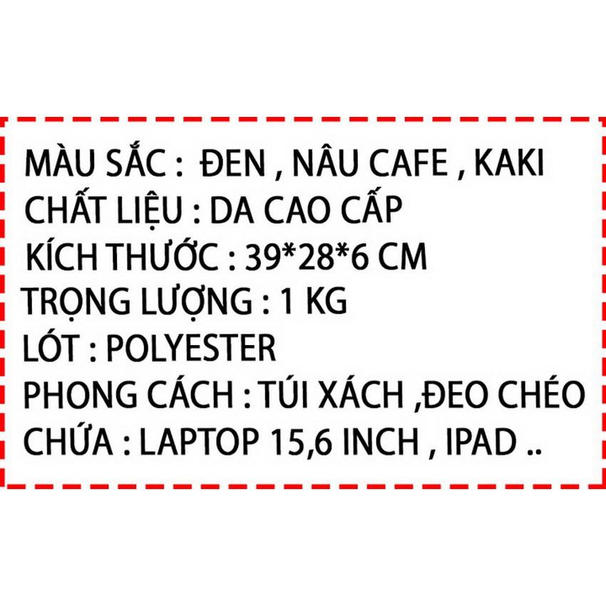 Cặp Sách da Jeep Buluo chứa laptop 15,6 inch Chất da Cao Cấp - Cặp đeo chéo Da Nam