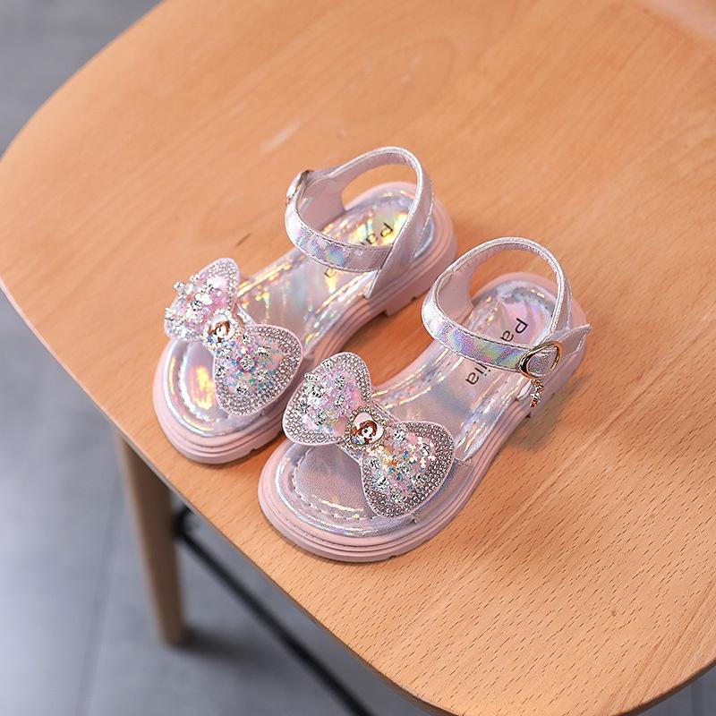Giày quai hậu công chúa lấp lánh đế mềm cho bé gái phong cách Hàn Quốc size 26-30