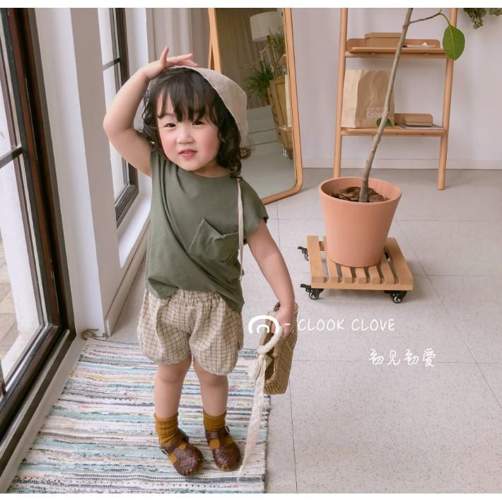 Quần Linen Short sọc caro cho bé Q07NL052